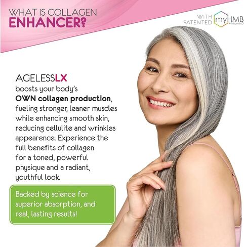 HMB Collagen Enhancer Plus Vitamin D3, K2, Biotin, Calcium, and Horsetail, for Lean Sculpted Muscles, Tighter, Glowing Skin & Thicker, Stronger Hair and Nails, 60 Servings in Saudi Arabia
