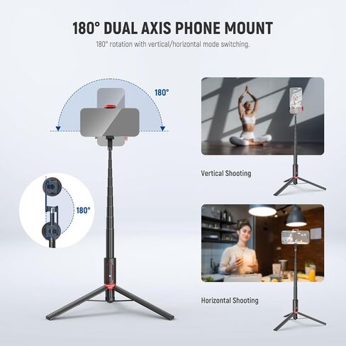NEEWER Basics PA991 Selfie Stick Tripod Compatible with iPhone Samsung Android, 57.9 Inch Metal Portable Lightweight Travel Mobile Phone Stand with Holder & Remote Control for Video Recording in Saudi Arabia