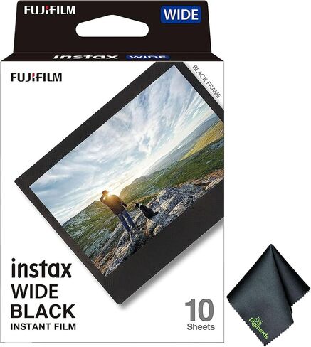 Fujifilm Instax Wide Black Instant Film (10 Exposures) Bundle with Diginerds Microfiber Cleaning Cloth in Saudi Arabia
