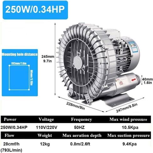 منافسة مجددة عالية الضغط 120W-1100W ، 110 فولت/220 فولت 50 هرتز ، مضخة فراغ صناعية لضرب الهواء والشفط ، مثالي لتهوية الصرف الصحي واستخدام الحوض ، 750W/1.01HP in Kuwait