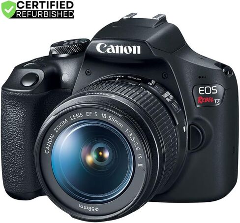 Canon EOS Rebel T7 DSLR كاميرا مع EF-S 18-55 مم f/3.5-5.6 هي العدسة II (متجددة) بالإضافة إلى مجموعة تنظيف ترايبود بطارية مزدوجة وعقار ديكور ديلوكس حزمة الملحقات in Kuwait