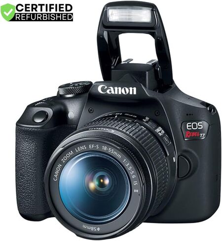 Canon EOS Rebel T7 DSLR كاميرا مع EF-S 18-55 مم f/3.5-5.6 هي العدسة II (متجددة) بالإضافة إلى مجموعة تنظيف ترايبود بطارية مزدوجة وعقار ديكور ديلوكس حزمة الملحقات in Kuwait