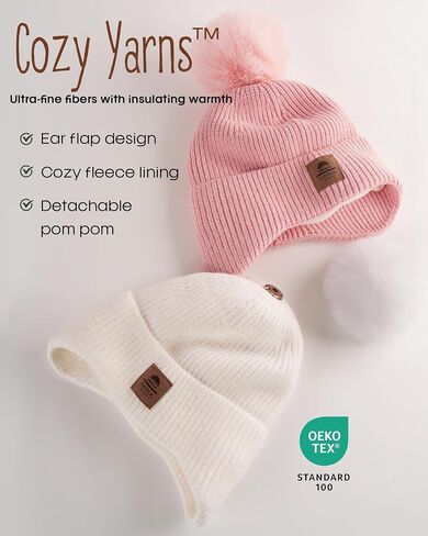 FURTALK Toddler Winter Hat Baby Pom Pom Beanie Boys Girls Kids Knitted Fleece Lined Cap in Saudi Arabia