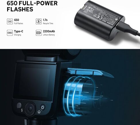Godox V480-C Flash for Canon, 650 Full-Power TTL Camera Flash Flexible Bounce Head 10-Level Modeling Lamp GN50 1/8000 HSS Mini Flash Smart Distance Readout Speedlight with Touchscreen (V480 Canon) in Saudi Arabia