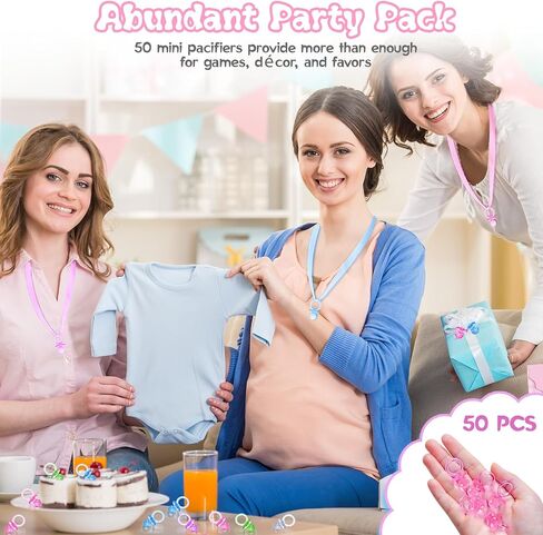 50 PCS Mini Pacifiers Games Shower Games Girl ، 1.25 inch baby baby Shower Packifiers ، pacrylic pacifier bulk for party table scatter ، pacifier hunt ، in Kuwait