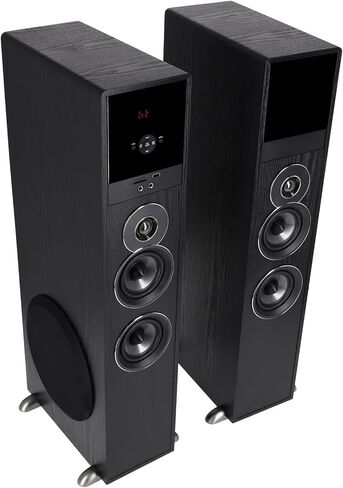 Rockville TM80D Powered Home Theater Tower Speaker System, Dark Wood, 800W, 8" Subwoofers, Bluetooth, USB/SD Playback, FM Radio, Remote Control, Karaoke Ready, Perfect for Home Entertainment | 800W Peak/200W RMS, Bluetooth, Optical/RCA/Aux Inputs, USB/SD, in Saudi Arabia