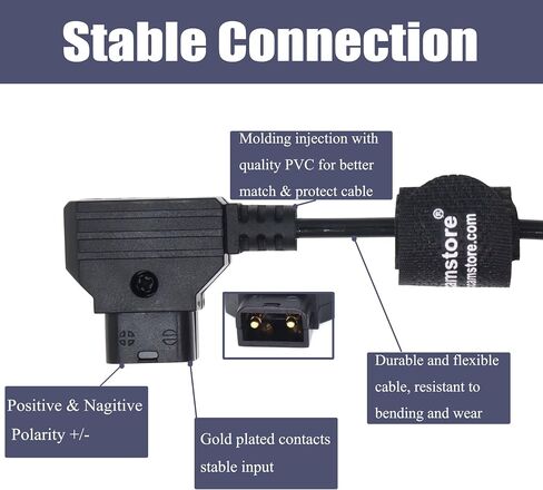 مرن 2 دبوس من الذكور إلى كبل طاقة D-TAP لـ Teradek ، شاشة SmallHD ، Vaxis 30 سم | 12 بوصة سلك مضفر in Kuwait