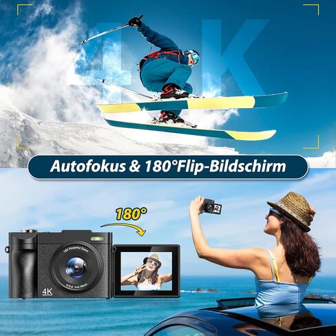 4K Digital Camera 50MP كاميرا تلقائية تلقائية للتكييف من أجل YouTube مع شاشة 2.8 "180 درجة ، وكاميرا التصغير الرقمية 16x مع بطاقة 32 جيجابايت للفتيان المبتدئين in Kuwait