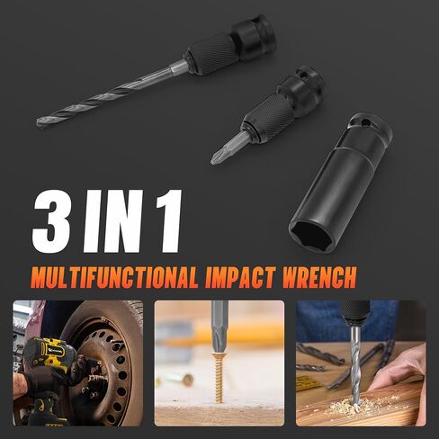 Cordless Impact Wrench 480 Ft-lbs(650N.m) High Torque 1/2 Inch, 3300RPM Brushless Electric Impact Gun, 2 * 4.0Ah Battery 4 Sockets 19 Drill Bits, 3 In 1 Impact Wrench for Car Home DIY in Saudi Arabia