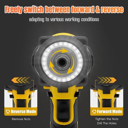 Cordless Impact Wrench 480 Ft-lbs(650N.m) High Torque 1/2 Inch, 3300RPM Brushless Electric Impact Gun, 2 * 4.0Ah Battery 4 Sockets 19 Drill Bits, 3 In 1 Impact Wrench for Car Home DIY in Saudi Arabia