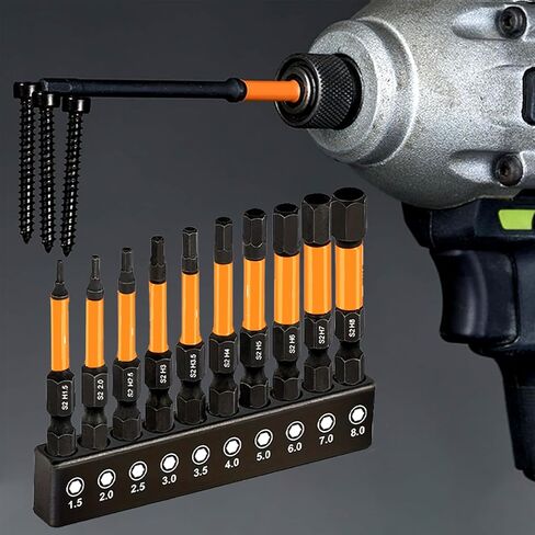 10PCS Metric Hex Head Allen Wrench Drill Bit Set – Quick Change Magnetic Tips, Precision Fit for Power Drills & Impact Drivers, Ideal for DIY, Home, and Professional Use in Saudi Arabia