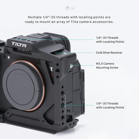 Tilta Half Cage Pro Kit Compatible with Sony a7R V, with Mount Accessories via NATO, Cold Shoe and 1/4"-20 Threads with Locating Pins | TA-T46-B (Titanium Gray) in Saudi Arabia