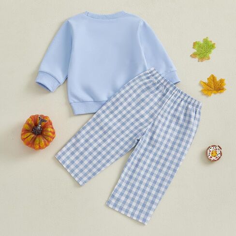 Adobabirl Baby Boy Attricgiving Athfit Turkey Football Swatshirt Plaid Plant in Saudi Arabia