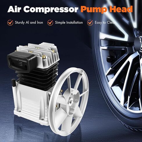 Single Stage Twin Cylinder Air Compressor Pump Head, 2HP Oil Lubricated Air Compressor Piston Pump Head 1.5KW Cylinder Piston Style Air Compressor Pump Motor for Automotive Industry in Saudi Arabia