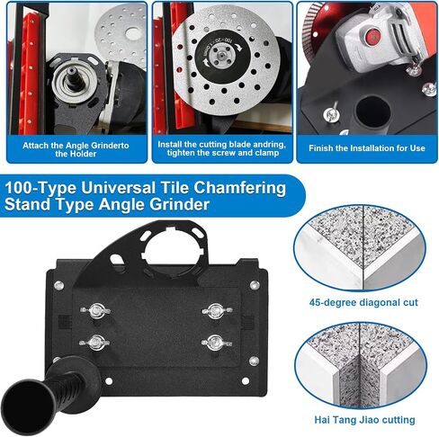 45 Degree Angle Cutting Tool, Angle Grinder Stand, 45 Degree Tile Chamfering Tool with 5 PCS Grinding Disc Wheel Cutting Blades Gloves Chamfer Cutter Holder Attachments for Cutting Ceramic Stone in Saudi Arabia