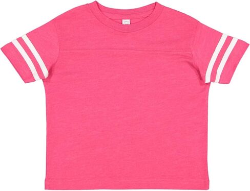 RABBIT SKINS Toddler Fine Jersey Short Sleeve Football Tee, Vintage Hot Pink/Blended White, 3T in Saudi Arabia