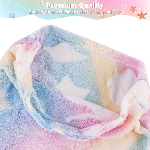 Viviland Kids Mermaid Tail Blanket - Mermaid Tail Blankets Glow in The Dark - Flannel Mermaid Blanket Gifts for Girls - Luminous Unicorn Super Soft Tie Dye Girls - Multicolor Jellyfish 17"×39" in Kuwait