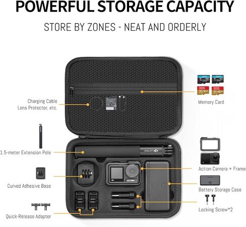 بطارية 3 عبوات ومركز شاحن سريع ثلاثي القنوات و 1 حزمة تخزين الحمل متوافقة مع DJI Osmo Action 5 Pro/4/3 in Saudi Arabia