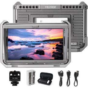 VILTROX DC-X3 6 Inch 2000Nits Camera Video Field Monitor with Rig Cage,Full HD 1920x1080 Touch Screen Director AC Monitor with 4K HDMI/3G-SDI Loop in&Out 3D Lut RGB Parade Focus Peaking Full Waveform in Kuwait