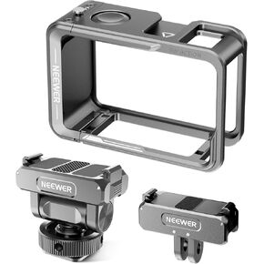 NEEWER Action Camera Cage Kit Compatible with DJI Osmo Action 5 Pro 4 3 DJI Mic, Protective Frame Accessories with Quick Release Cold Shoe Mount & Magnetic Mount Adapter, AC011+AC012+ AC014 in Saudi Arabia