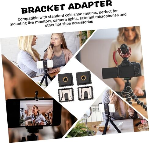 POPETPOP 4Pcs Hot Shoe Mount Bracket with Threaded Hole for Camera Accessories Durable Flash Adapter Quick Release for Speedlight LED Light Use in Saudi Arabia
