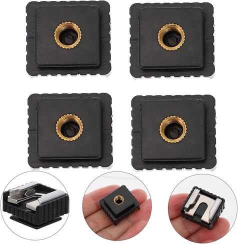 POPETPOP 4Pcs Hot Shoe Mount Bracket with Threaded Hole for Camera Accessories Durable Flash Adapter Quick Release for Speedlight LED Light Use in Saudi Arabia