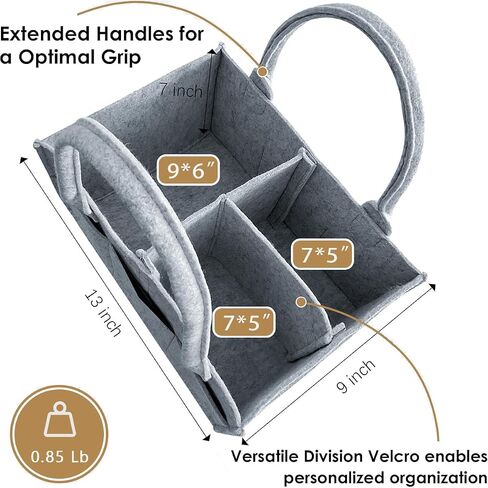 2 Pack Diaper Caddy Organizer - منظم Caddy Baby المحمول مع مقبض ، صندوق تخزين الحضانة ومنظم السيارات للفتيات ، أولاد - سلة هدايا الطفل - رمادي in Saudi Arabia
