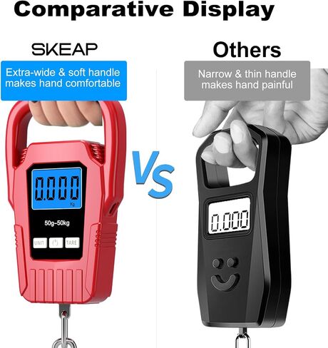 Digital Fish Scale Hanging Scale Fishing Scale, SKEAP 110lb/50kg Luggage Scale,Fish Weighing Scale, Upgrade Large Handle & Backlit LCD Display, Black,Fishing Gifts for Men,Black in Kuwait