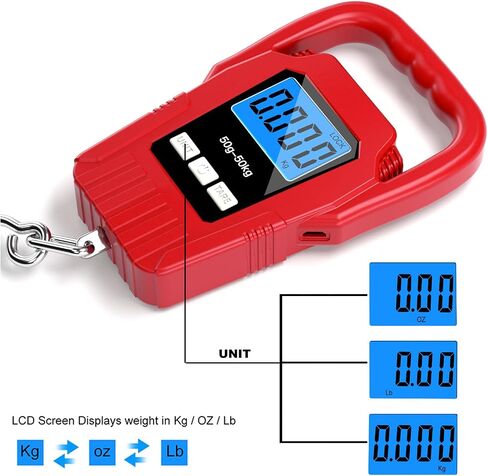 Digital Fish Scale Hanging Scale Fishing Scale, SKEAP 110lb/50kg Luggage Scale,Fish Weighing Scale, Upgrade Large Handle & Backlit LCD Display, Black,Fishing Gifts for Men,Black in Kuwait