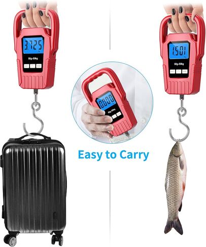 Digital Fish Scale Hanging Scale Fishing Scale, SKEAP 110lb/50kg Luggage Scale,Fish Weighing Scale, Upgrade Large Handle & Backlit LCD Display, Black,Fishing Gifts for Men,Black in Kuwait