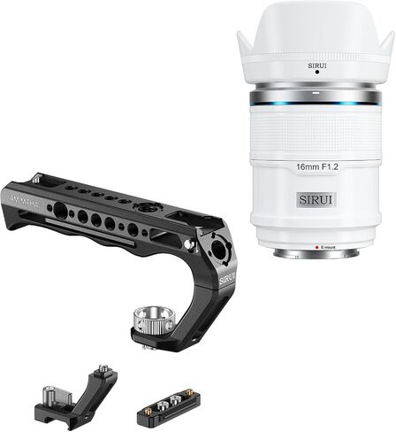 SIRUI Sniper 16mm Autofocus Lens, F1.2 Wide Angle APS-C Camera Lens (E Mount, White) and top Handle in Saudi Arabia
