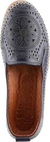 Spring Step Women's Ingrid Slip-On Premium Leather Loafers - Laser Cutout Design, Elastic Goring, Lightweight Flat Sole in Saudi Arabia
