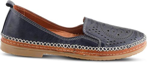 Spring Step Women's Ingrid Slip-On Premium Leather Loafers - Laser Cutout Design, Elastic Goring, Lightweight Flat Sole in Saudi Arabia