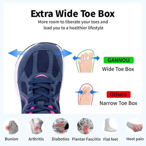 Gannou Wide Toe Box Shoes Women Athletic Running Tennis Sneakers Wide Width Walking Shoes for Gym Litness in Kuwait