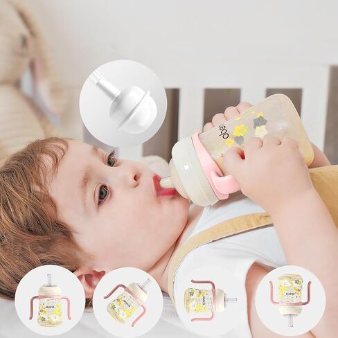 كوب Sippy الصغير ، زجاجة مياه شرب الأطفال مرجحة مع صنبور صامت لمدة 6 أشهر ، 300 مل/10 أوقية/وردي/1PACK in Kuwait