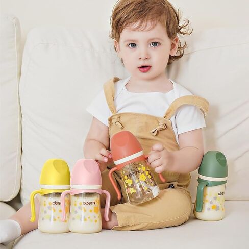 كوب Sippy الصغير ، زجاجة مياه شرب الأطفال مرجحة مع صنبور صامت لمدة 6 أشهر ، 300 مل/10 أوقية/وردي/1PACK in Kuwait