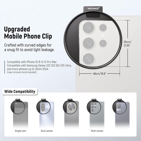 NEEWER Clip On Phone Filter Kit, 67mm Multicoated CPL Filter with Cold Shoe Cell Phone Clamp, Carrying Case & Cleaning Cloth Accessories Compatible with iPhone Samsung Android, FL-79 in Saudi Arabia