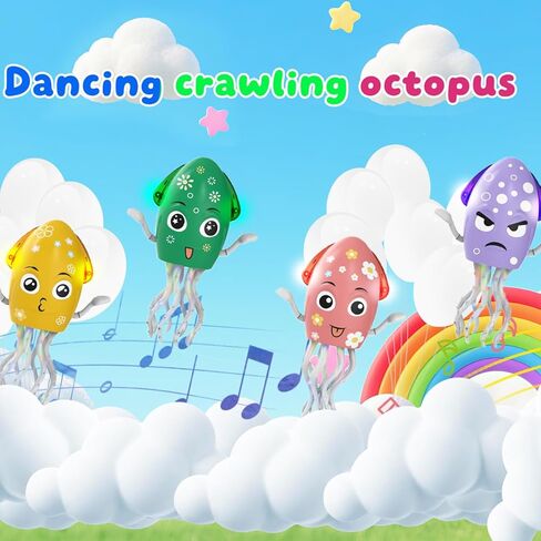 الرقص Octopus Toy Toy Electric Crawling Baby Toy with Lights & Music Tummy Time Octopus Toy | تعبيرات DIY ، تجنب العقبات | للبنين والبنات عيد ميلاد هدية الحفلات ، عيد الميلاد (أصفر) in Kuwait