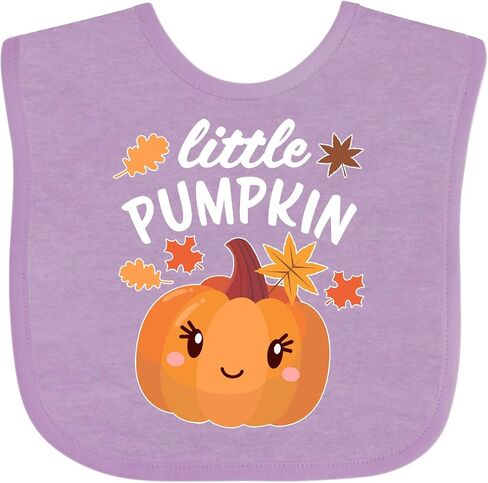 inktastic Cute Little Pumpkin with Fall Leaves Baby Bib in Saudi Arabia