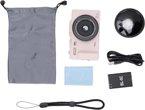 Zopsc 5K Camera Camera 75mp مع Zoom و WiFi 18x ، شاشة 3.0 بوصة 180 درجة ، عدسة ماكرو ، ضوء LED ، وضع الجمال ، بطاقة 32 جيجابايت ، للتصوير الفوتوغرافي in Kuwait