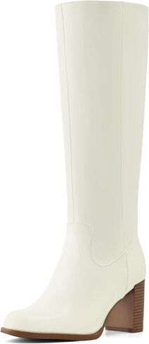 Knee High Boots for Women Chunky Heel Round Toe Stretchy Fashion Fall and Winter Comfortable Boots with Side Zip in Saudi Arabia