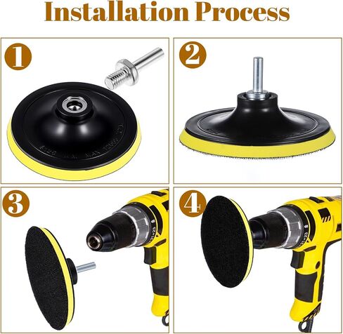2PCS Sander Attachment for Drill, 5 Inch Drill Sander Attachment, 2 Color Sanders for Drills with M10 Drills Adapter,for Sanding Finishing Polishing, Black, Yellow in Saudi Arabia