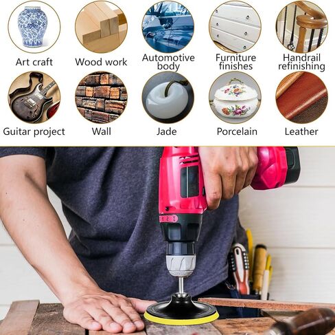 2PCS Sander Attachment for Drill, 5 Inch Drill Sander Attachment, 2 Color Sanders for Drills with M10 Drills Adapter,for Sanding Finishing Polishing, Black, Yellow in Saudi Arabia