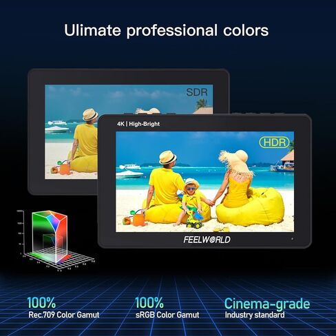 FEELWORLD F5PROX Camera Monitor 5.5-Inch +F970 7200mAh Battery + Bag, 1600nits DSLR Field Touchscreen HDR Monitor 1920x1080P IPS Full HD IPS Display, 4K HDMI 60Hz in/Out 3D LUT Peaking Focus Assist in Saudi Arabia