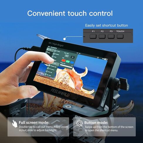 FEELWORLD F5PROX Camera Monitor 5.5-Inch +F970 7200mAh Battery + Bag, 1600nits DSLR Field Touchscreen HDR Monitor 1920x1080P IPS Full HD IPS Display, 4K HDMI 60Hz in/Out 3D LUT Peaking Focus Assist in Saudi Arabia