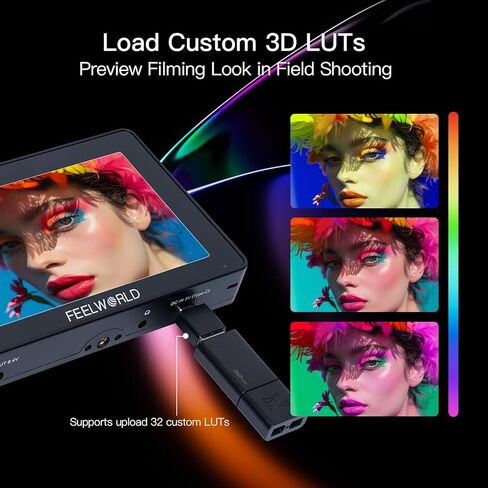 FEELWORLD F5PROX Camera Monitor 5.5-Inch +F970 7200mAh Battery + Bag, 1600nits DSLR Field Touchscreen HDR Monitor 1920x1080P IPS Full HD IPS Display, 4K HDMI 60Hz in/Out 3D LUT Peaking Focus Assist in Saudi Arabia