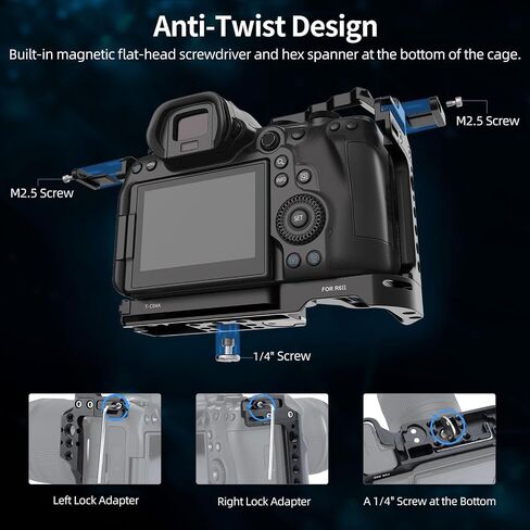 Nitze Cage for Canon EOS R6 Mark II/ R5 C/ R5/ R6 Camera with Built-in Cold Shoes, NATO Rail and Arca Quick Release Plate - T-C04A in Saudi Arabia