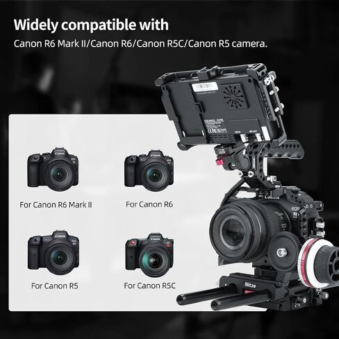 Nitze Cage for Canon EOS R6 Mark II/ R5 C/ R5/ R6 Camera with Built-in Cold Shoes, NATO Rail and Arca Quick Release Plate - T-C04A in Saudi Arabia