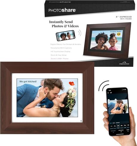 ببساطة Smart Home 8 "Wifi Digital Photo Frame | أرسل صورة أو فيديو من الهاتف إلى إطار الصورة الرقمية مع تطبيق PhotoShare Frame مجانًا in Kuwait