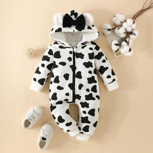 Newborn Baby Girl Warm Clothes Heart Hoodie Romper Zipper Jumpsuit | Long Sleeve Toddler Snow Suit, Fall Winter Clothes for Girls Valentines Day Outfit, Bear Ear Snowsuit, 0 3 6 9 12 18 Months in Kuwait